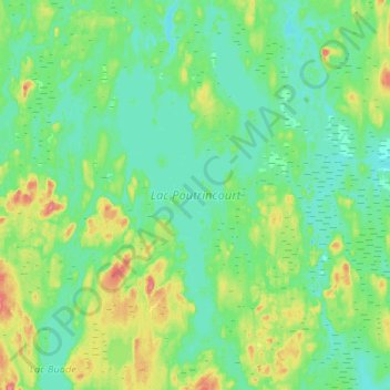 Lac Poutrincourt topographic map, elevation, terrain