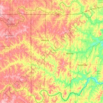 Seminole County topographic map, elevation, terrain