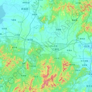 Xuancheng topographic map, elevation, terrain