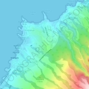 Kapalua topographic map, elevation, terrain