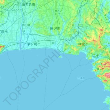 Fujisawa topographic map, elevation, terrain