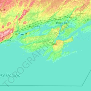 Prince Edward County topographic map, elevation, terrain