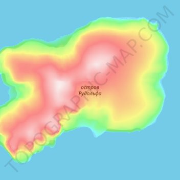 Rudolf Island topographic map, elevation, terrain