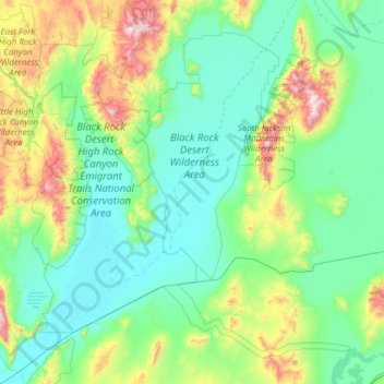 Black Rock Desert topographic map, elevation, terrain