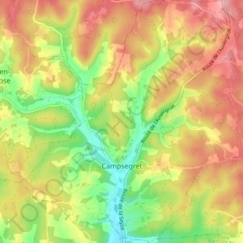 Campsegret topographic map, elevation, terrain