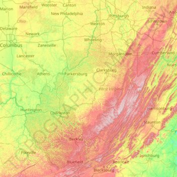 West Virginia topographic map, elevation, terrain