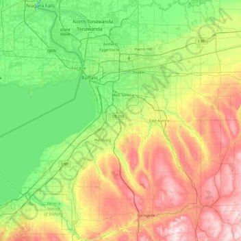 Erie County topographic map, elevation, terrain