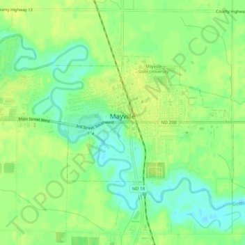 Mayville topographic map, elevation, terrain