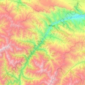 Shamilsky District topographic map, elevation, terrain