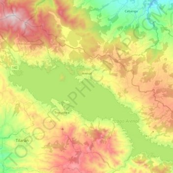 Arenal topographic map, elevation, terrain