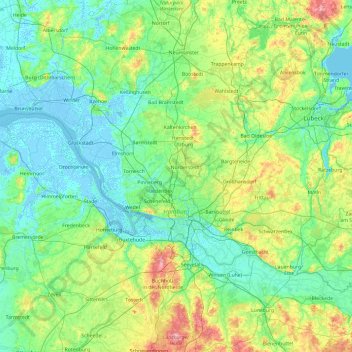 Free and Hanseatic City of Hamburg topographic map, elevation, terrain