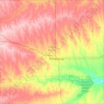 Phillips County topographic map, elevation, terrain