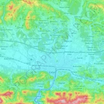 Celje topographic map, elevation, terrain