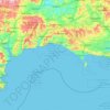 Jurassic Coast topographic map, elevation, terrain