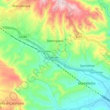 Settingiano topographic map, elevation, terrain