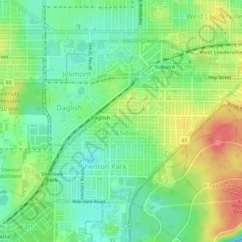 City Of Subiaco Topographic Map, Elevation, Terrain