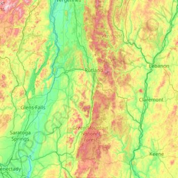 Green Mountain National Forest topographic map, elevation, terrain