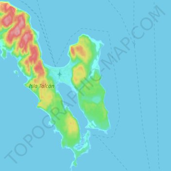 Isla Talcán topographic map, elevation, terrain