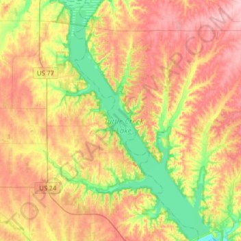 Tuttle Creek Lake topographic map, elevation, terrain