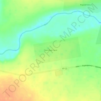 Оренбургское topographic map, elevation, terrain