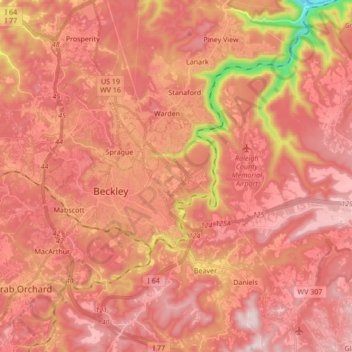 Piney Creek topographic map, elevation, terrain