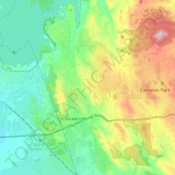 El Dorado Hills topographic map, elevation, terrain