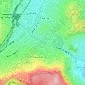 Naples Green topographic map, elevation, terrain