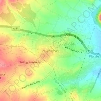 el Rebolledo topographic map, elevation, terrain