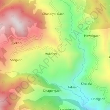 Mukhem topographic map, elevation, terrain