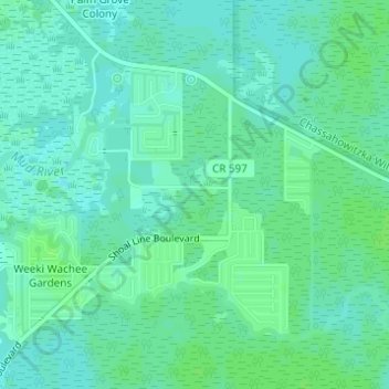 Weeki Wachee Gardens topographic map, elevation, terrain