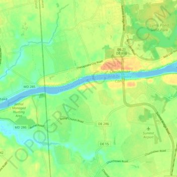 Chesapeake and Delaware Canal topographic map, elevation, terrain