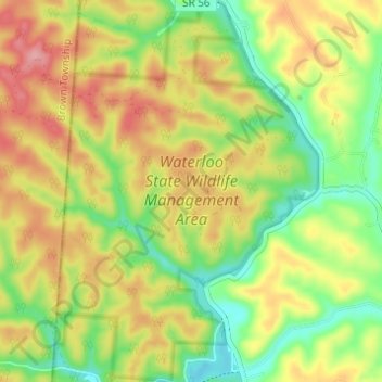 Waterloo State Wildlife Management Area topographic map, elevation, terrain