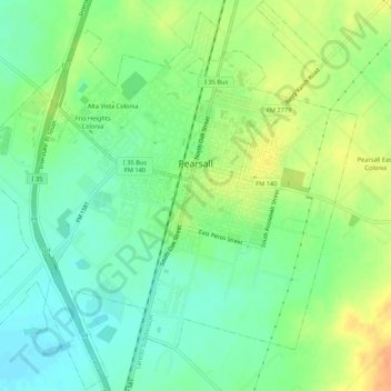 Pearsall topographic map, elevation, terrain
