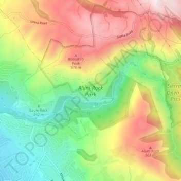 Alum Rock Park topographic map, elevation, terrain