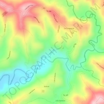 Quebrada topographic map, elevation, terrain