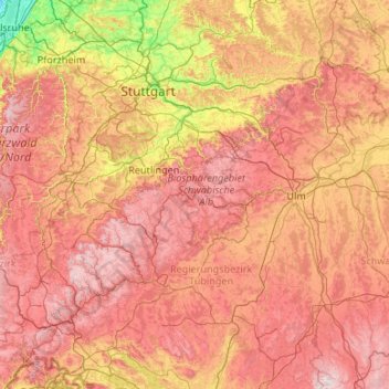 Swabian Jura topographic map, elevation, terrain