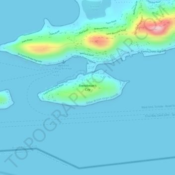 Frenchmans Cay topographic map, elevation, terrain