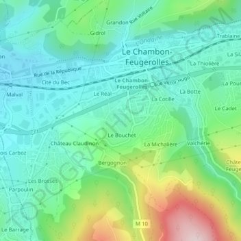 Parc du Bouchet topographic map, elevation, terrain