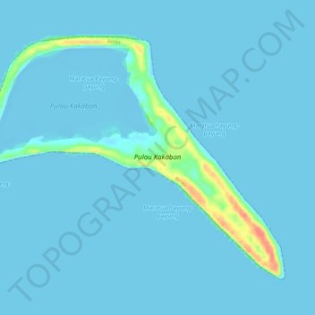 Kakaban topographic map, elevation, terrain