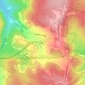 Gallitzin Tunnelhill Park topographic map, elevation, terrain