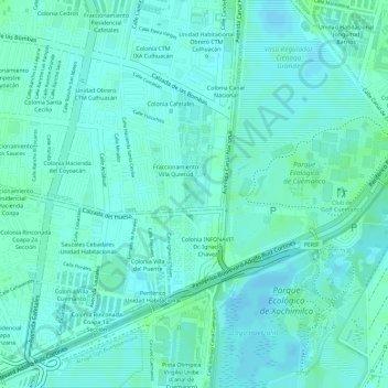 UAM Xochimilco topographic map, elevation, terrain
