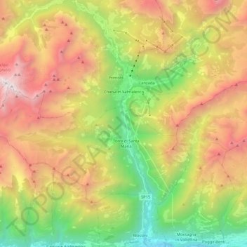 Valmalenco topographic map, elevation, terrain