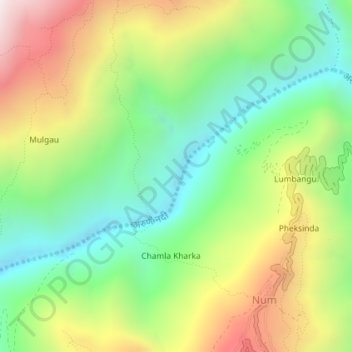 Arun River topographic map, elevation, terrain