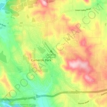 Cameron Park topographic map, elevation, terrain