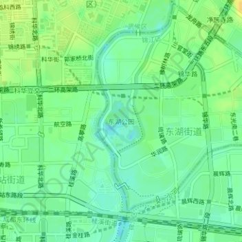 Donghu Park topographic map, elevation, terrain
