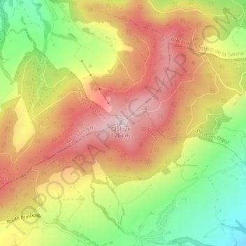 Tour du Gibloux topographic map, elevation, terrain