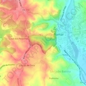 Mata Nacional dos Sete Montes topographic map, elevation, terrain