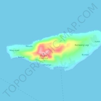 Batbatan Island topographic map, elevation, terrain