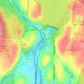 Bronx River topographic map, elevation, terrain