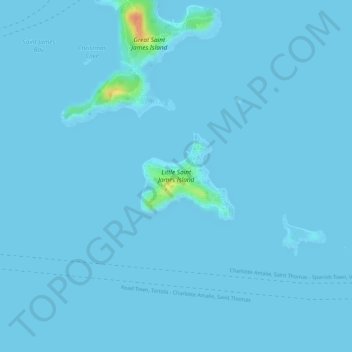 Little Saint James Island Topographic Map Elevation Terrain   Thumbnail 